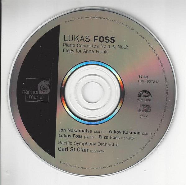 Lukas Foss / Jon Nakamatsu • Yakov Kasman • Pacific Symphony Orchestra • Carl St. Clair (2) : Piano Concertos • Elegy For Anne Frank (CD, Album)