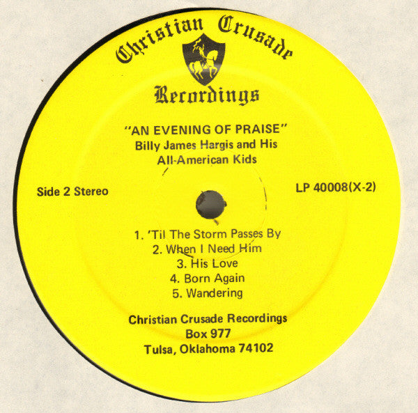 Billy James Hargis And His The All American Kids : "An Evening Of Praise" (LP, Album)
