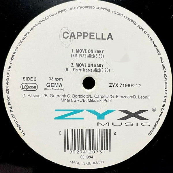 Cappella : Move On Baby (Special Club Remixes) (12", Single)