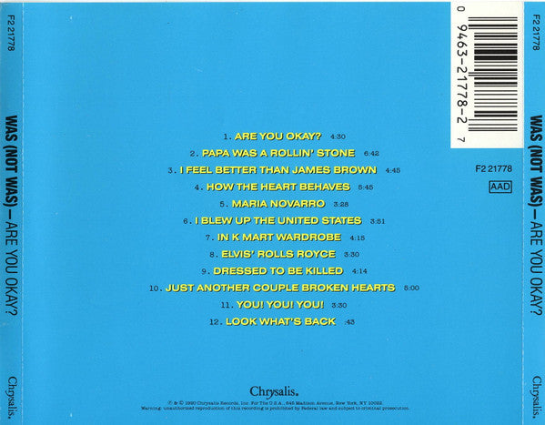 Was (Not Was) : Are You Okay? (CD, Album)