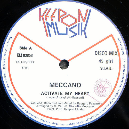Meccano (3) : Activate My Heart / Ipnotica (12")