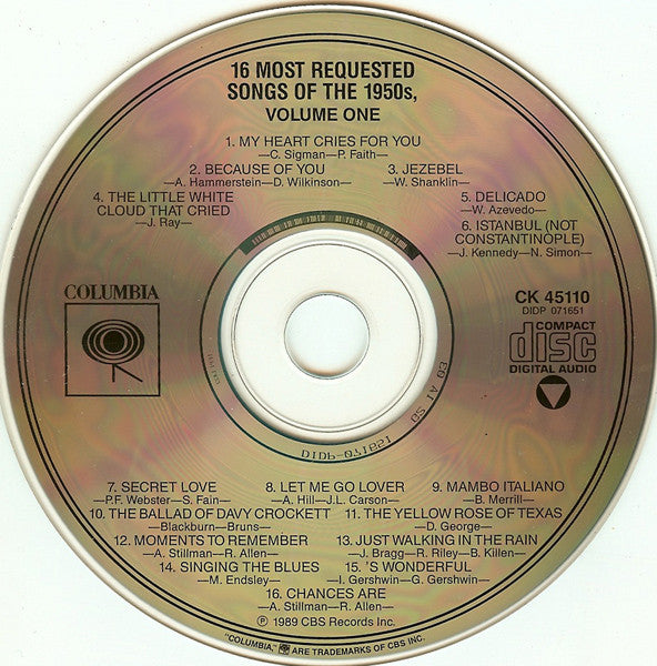 Various : 16 Most Requested Songs Of The 1950s, Vol. 1 (CD, Comp, RE)