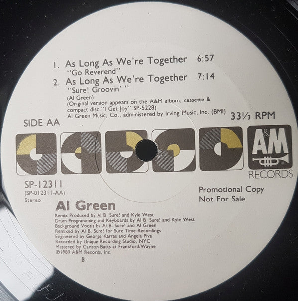 Al Green : As Long As We're Together (12", Single, Promo)