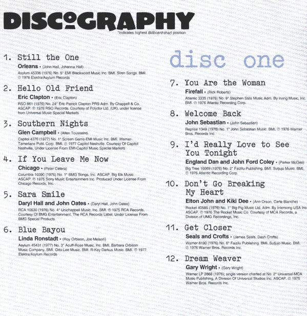 Various : Singers And Songwriters 1976-1977 (2xCD, Comp)