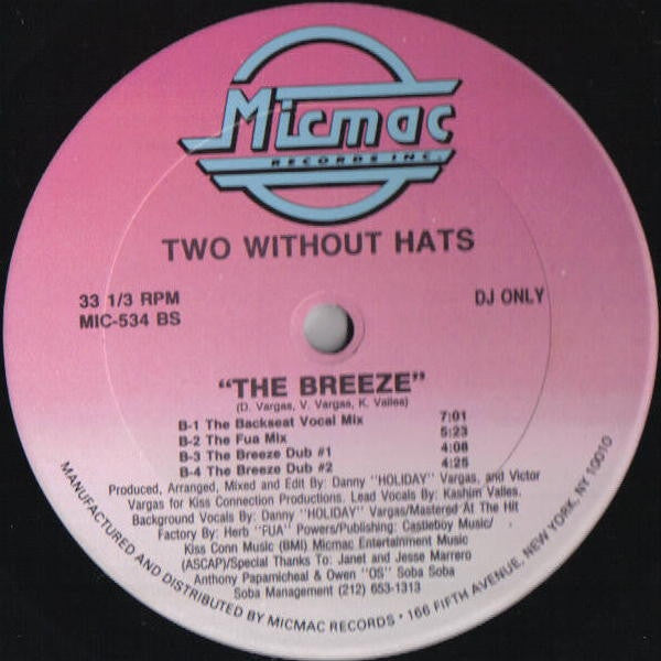 Two Without Hats : The Breeze (12", Single, Promo)