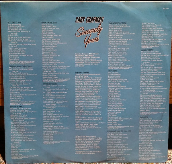 Gary Chapman : Sincerely Yours (LP, Album)