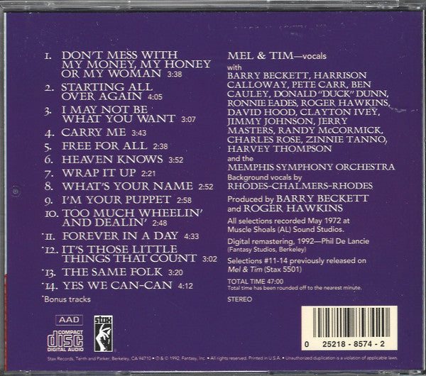 Mel & Tim : Starting All Over Again (CD, Album)