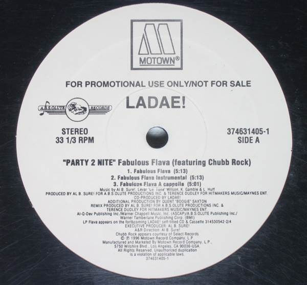Ladae : Party 2 Nite (12", Promo)