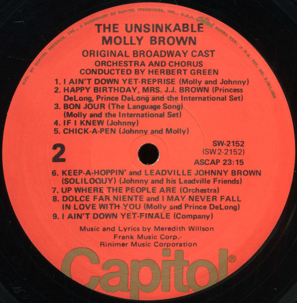 Meredith Willson : The Unsinkable Molly Brown - Original Broadway Cast (LP, RE)