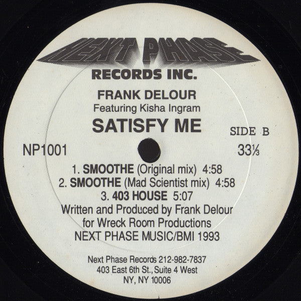 Frank Delour Featuring Kisha Ingram : Satisfy Me (12")