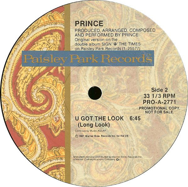 Prince : U Got The Look (12", Single, Promo)