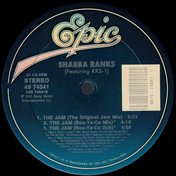 Shabba Ranks Featuring KRS-One : The Jam (12")