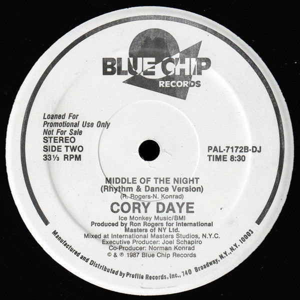 Cory Daye : Middle Of The Night (12", Single, Promo)