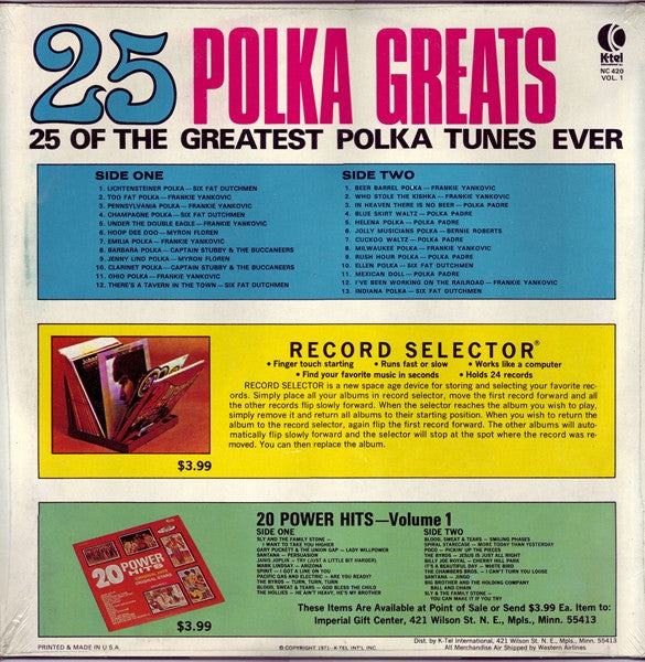 Various : 25 Polka Greats Volume 1 (LP, Comp)