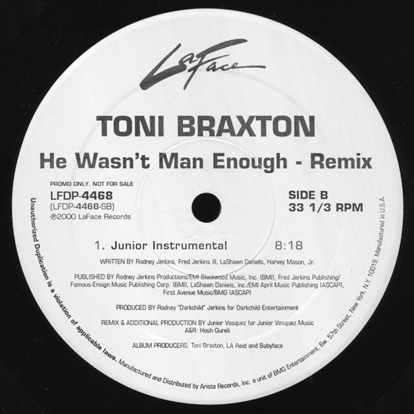 Toni Braxton : He Wasn't Man Enough - Remix (12", Promo)