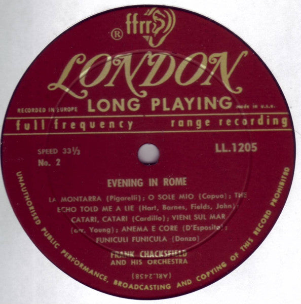 Frank Chacksfield & His Orchestra : Evening In Rome... (LP)