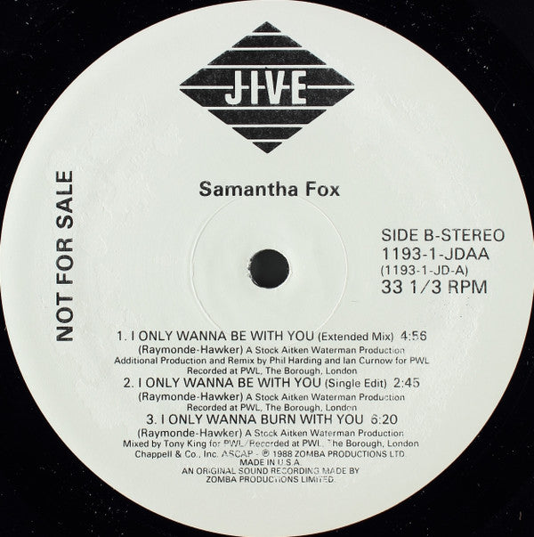 Samantha Fox : I Only Wanna Be With You (12", Promo)