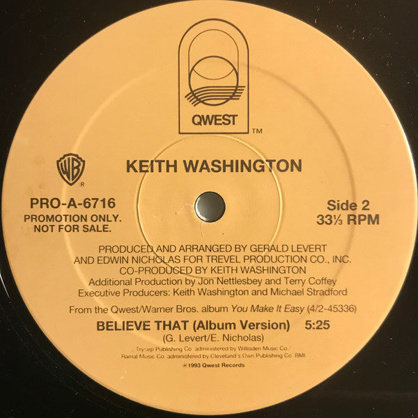 Keith Washington : Believe That (12", Promo)