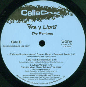 Celia Cruz : Rie Y Llora (The Remixes) (12", Single, Promo)