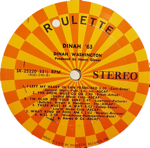 Dinah Washington : Dinah '63 (LP, Album)