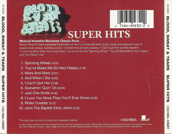 Blood, Sweat And Tears : Super Hits (CD, Comp)