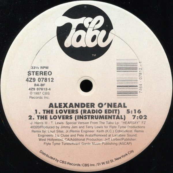 Alexander O'Neal : The Lovers (Special 12" Mixes) (12")