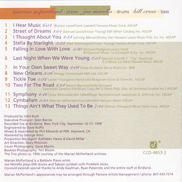 Marian McPartland's Hickory House Trio : Reprise (CD, Album)