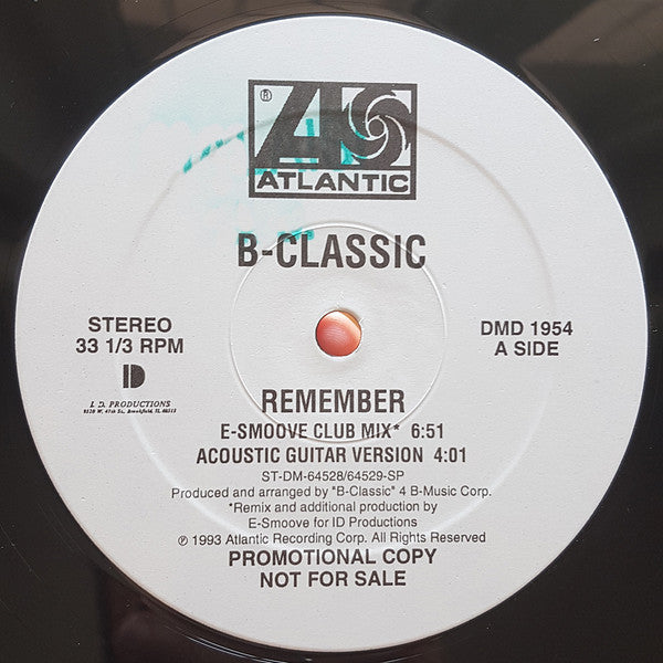 B-Classic : Remember (12", Promo)
