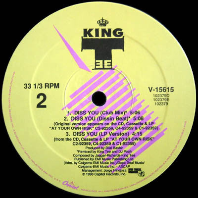 King Tee : Diss You (12", Single)