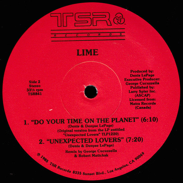 Lime (2) : Do Your Time On The Planet / Unexpected Lovers • Remix (12")