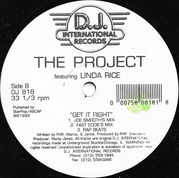 The Project (8) Featuring Linda Rice : Get It Right (12")