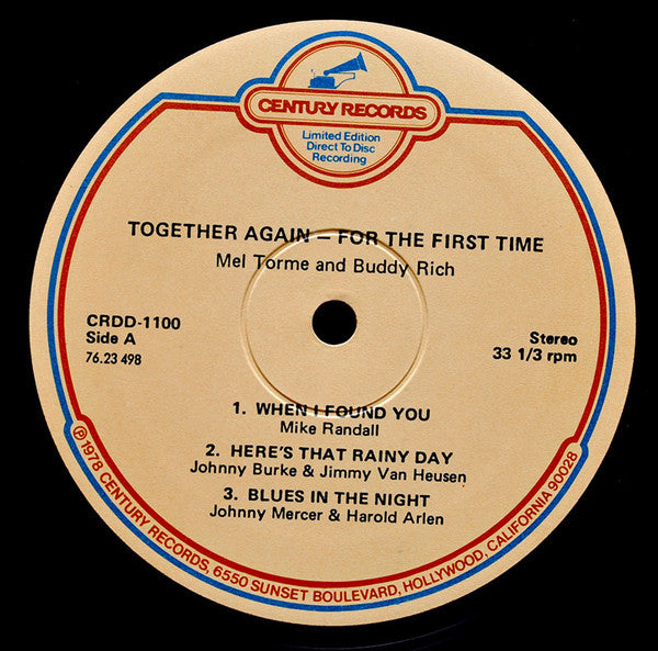 Mel Tormé And Buddy Rich : Together Again For The First Time (LP, Album, Ltd, Gat)