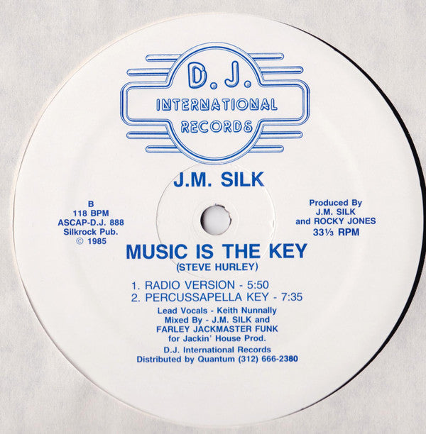J.M. Silk : Music Is The Key (12", Blu)