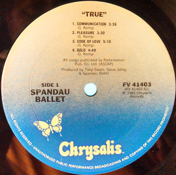 Spandau Ballet : True (LP, Album, Car)