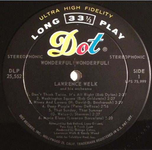 Lawrence Welk : Wonderful! Wonderful! (LP, Album)