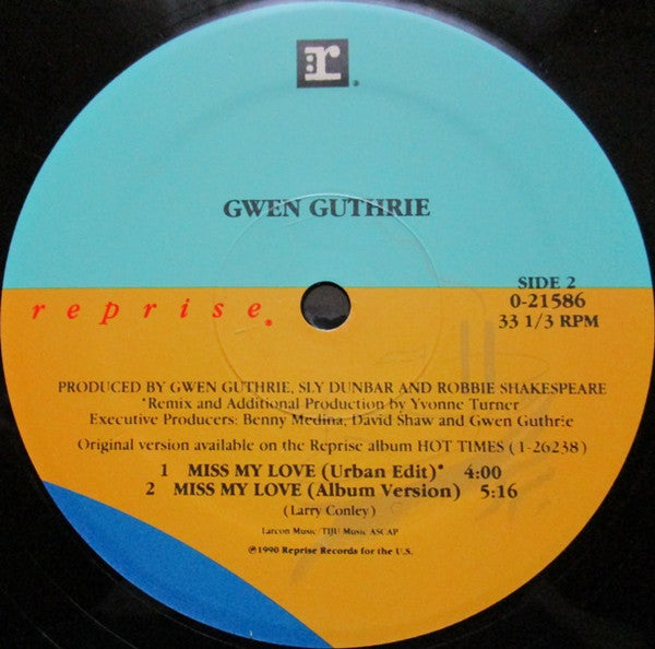 Gwen Guthrie : Miss My Love (12", Maxi)