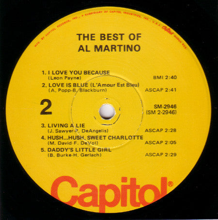 Al Martino : The Best Of Al Martino (LP, Comp, RE)