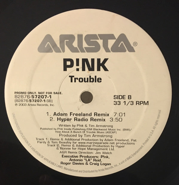 P!NK : Trouble (12", Promo)