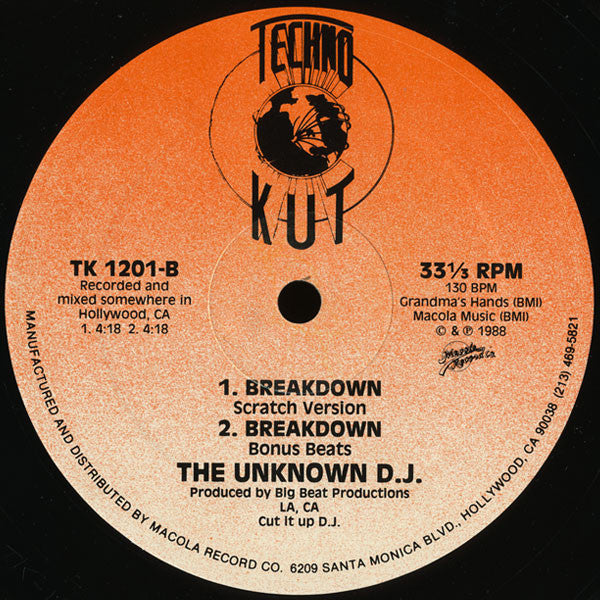 The Unknown DJ : Break-Down ("Dance Your Pants Off !") (12")