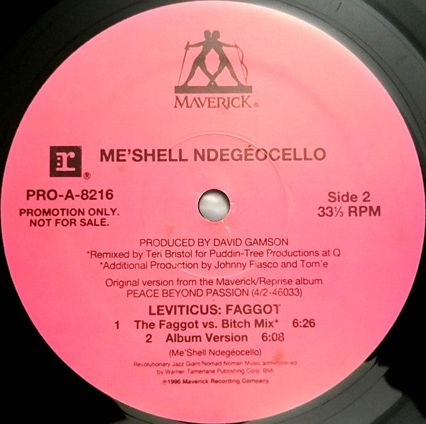 Me'Shell NdegéOcello : Leviticus: Faggot (12", Promo)
