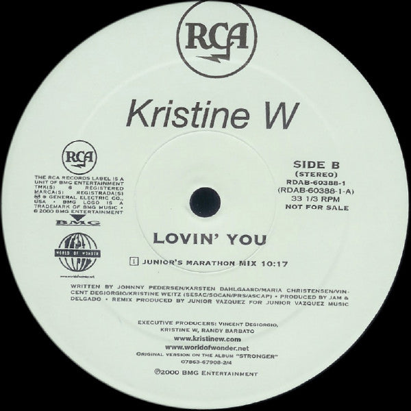 Kristine W : Lovin' You (Disk 1 Of 2) (12", Promo)