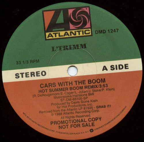 L'Trimm : Cars With The Boom (12", Promo)
