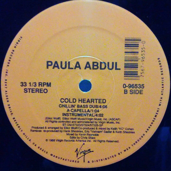 Paula Abdul : Cold Hearted (12", Single)