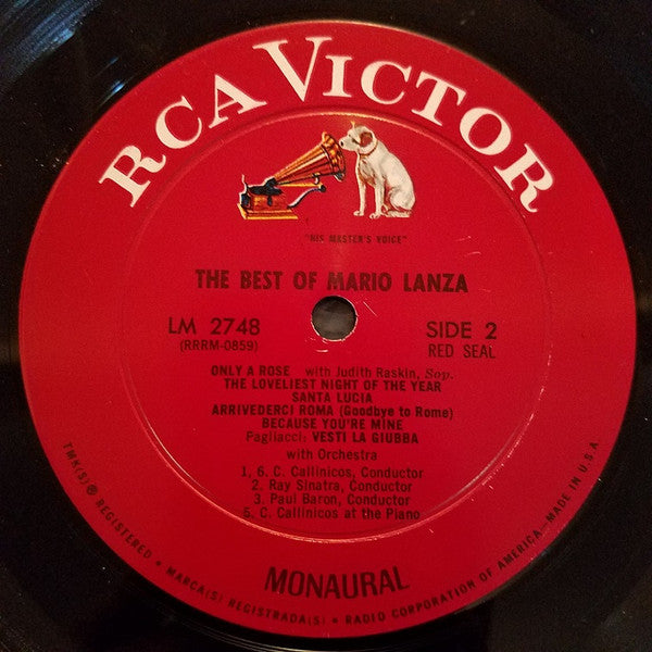 Mario Lanza : The Best Of Mario Lanza (LP, Comp, Mono)