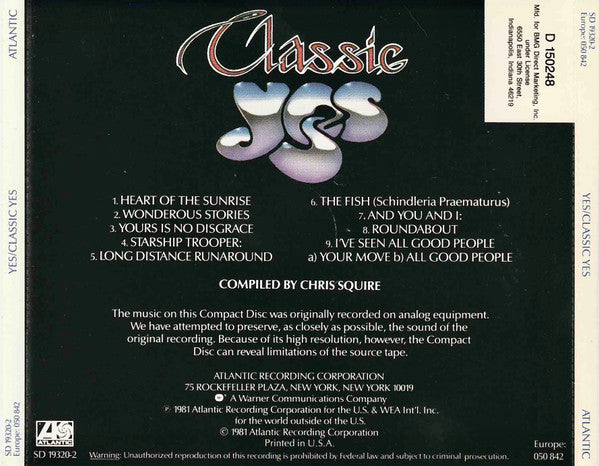 Yes : Classic Yes (CD, Comp, Club, RE)