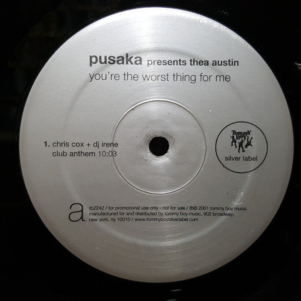 Pusaka Presents Thea Austin : You're The Worst Thing For Me (2x12", Single, Promo)
