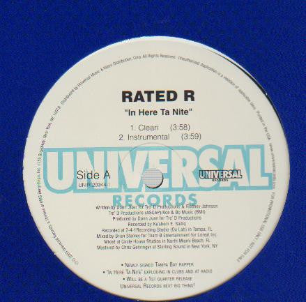 Rated R (10) : In Here Ta Nite (12", Promo)