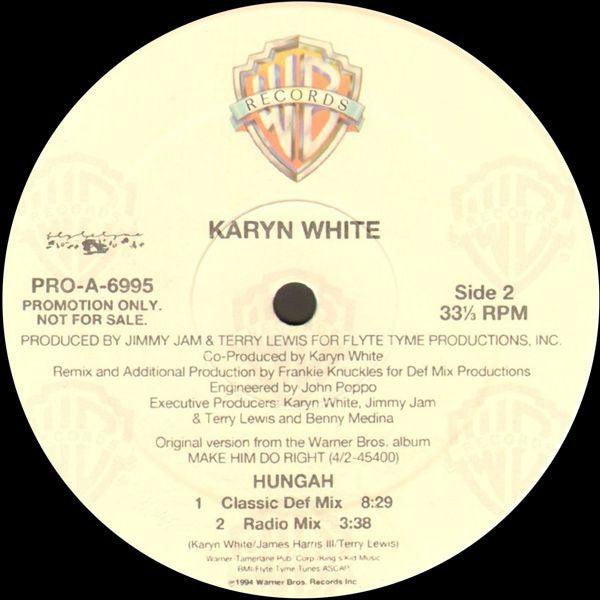 Karyn White : Hungah (12", Promo, Whi)
