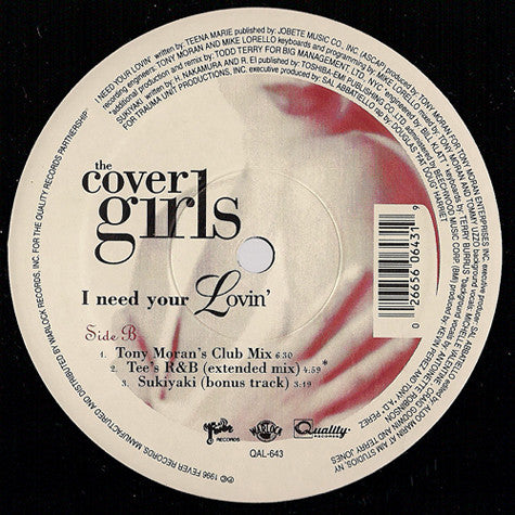 The Cover Girls : I Need Your Lovin' (12")
