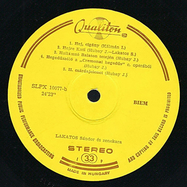 Sándor Lakatos And His Gipsy Band : Hejre Kati - Works By Liszt, Brahms, Kálmán, Hubay (LP)